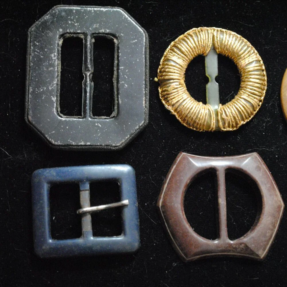 Lot of 9 Vintage / Antique Belt Buckles Art Deco Edwardian Mid-century Women's